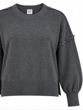 BDG | Charcoal Gray Exposed Seam Balloon Sleeve Boxy Oversized Sweater | S